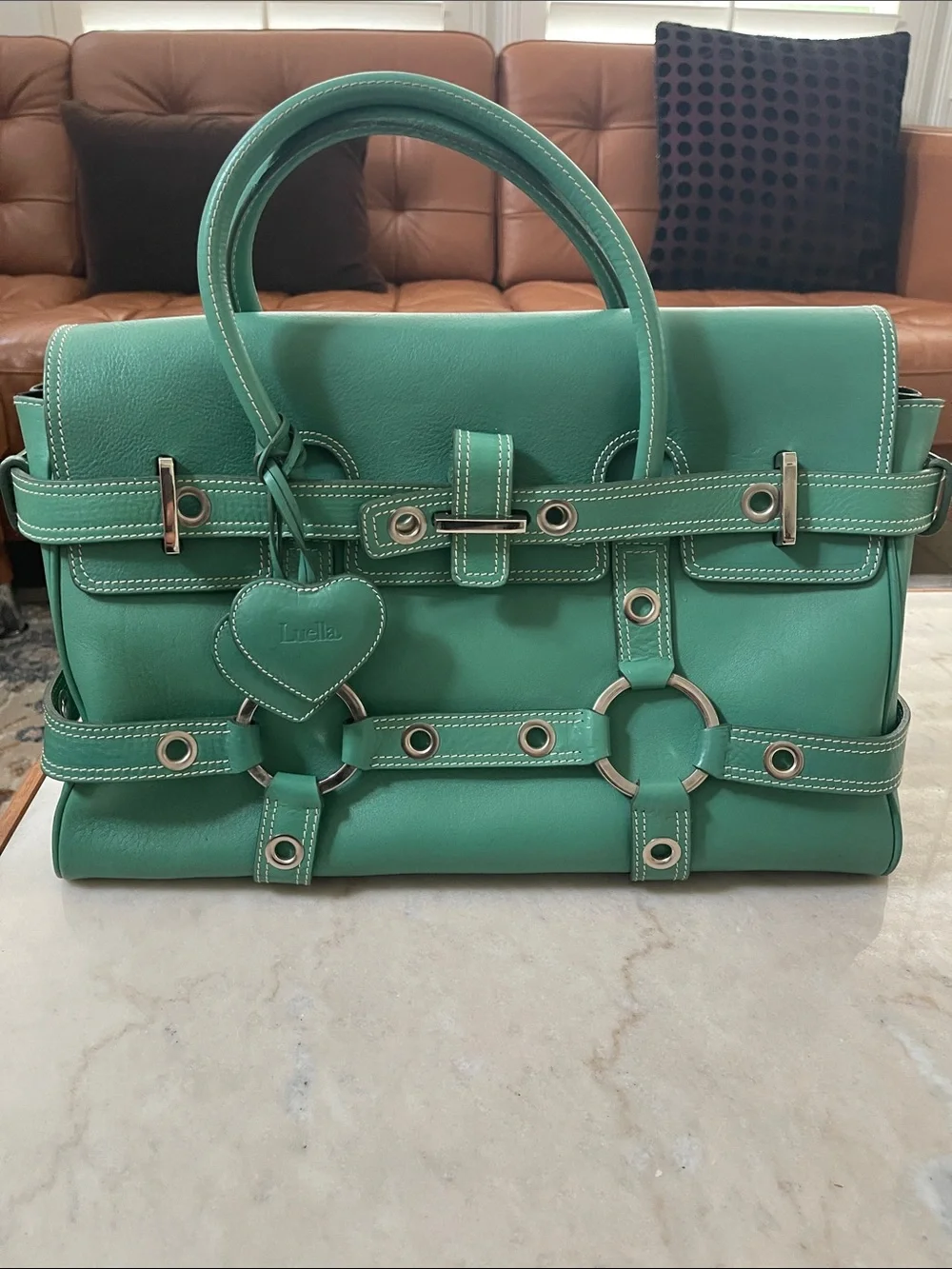 Luella Bartley Gisele handbag by Mullbery Teal Green Leather Satchel